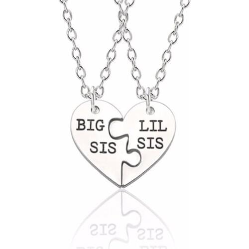 Fashion BFF Best Sisters Forever Necklace Womens Jewelry Broken Heart Big Sis Small Sis Pendant Christmas Necklace