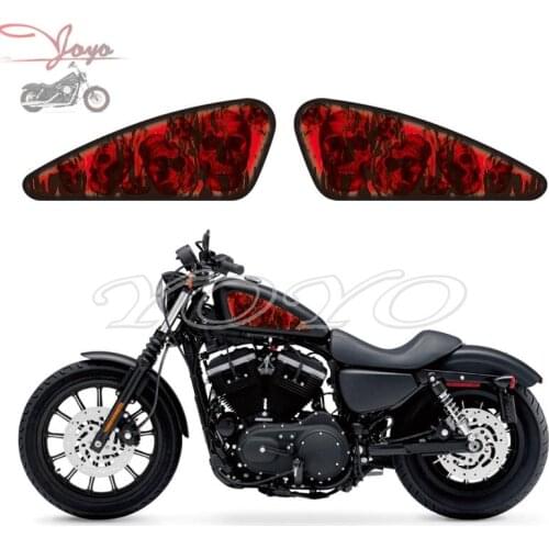 Motorcycle Red Skull Sticker Flame Decal Fuel Tank Decals Stickers For Harley Sportster XL 883 N/C/R/L 1200 X/V/R/N/L/C/S XR1200