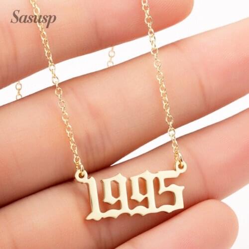 Sasusp Special Date Year Number Necklace Women Men The Shape of 1995 1996 1998 1999 Pendant Necklaces Personalize Collares
