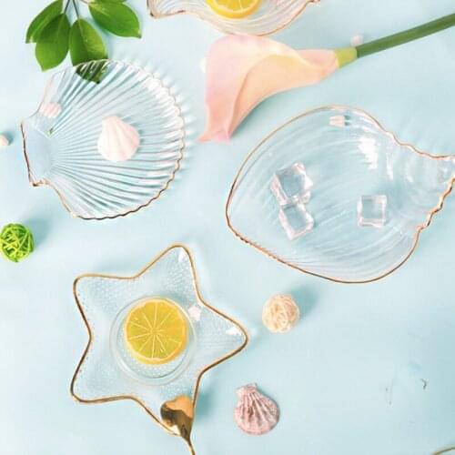 Transparent Glass Salad Bowl Decoration Fruit Noodles Rice Bowl Handicraft Decoration Sugar Shell Nut Home Decoration Plate