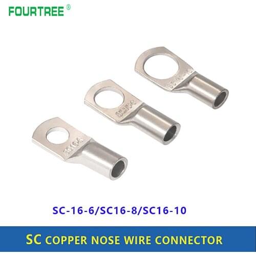 SC16 Cable Lug Kit Bolt Hole Tinned Copper Battery Terminals Bared Nose Wire Connector 16mm Wire End Connection