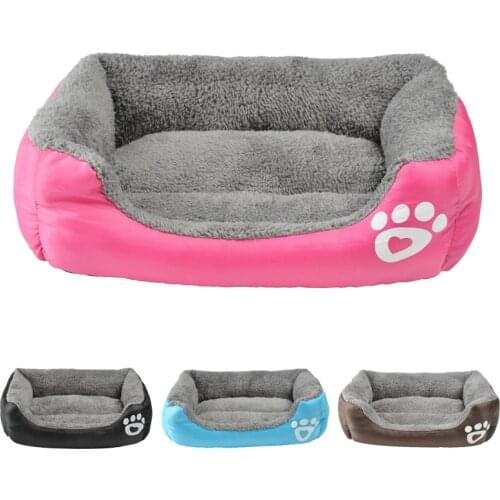 Warm Fleece Pet Dog Bed Mat For Small Medium Large Dogs Paw Printed Cozy Soft Pet House Sofa Cushion Winter Kennel For Cat Puppy
