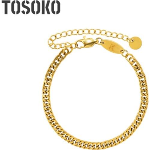 TOSOKO Stainless Steel Jewelry Exaggerated Chain Handmade Bracelet Women Hip Hop Bracelet BSE209