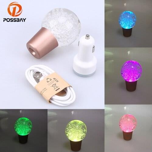 POSSBAY Universal Touch Activated Car Gear Stick Shift Lever Knob LED Multi-color Gear Shift Knob Crystal Ball Shifter Lever