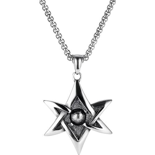 Vintage Hexagram Pendant Stainless Steel Chain Necklaces for Men Boy Retro Punk Rock Jewelry
