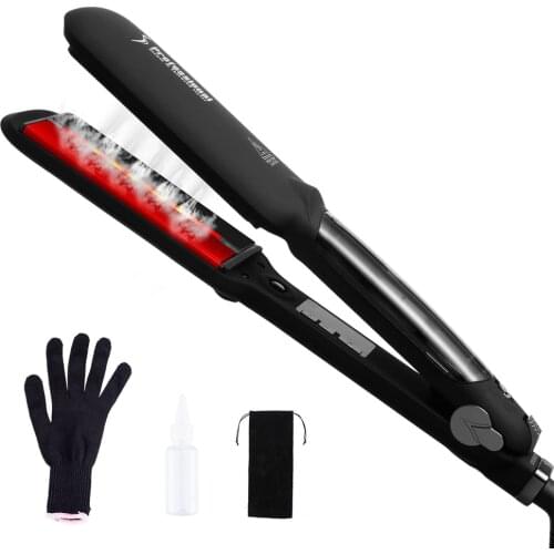 2 inch Hair Straightener Professional Infrared Steam Flat Iron Tourmaline Ceramic Plate Vapor Instant Heat Up Iron Rubber Paint