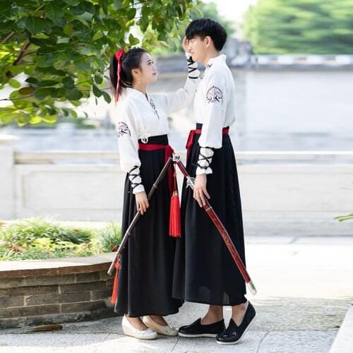 Female chivalrous couple CP suit embroidered Han element graduation class uniform daily improved ancient costume man