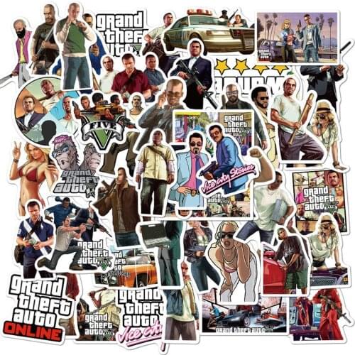 10/30/50pcs Animation Game Grand Theft Auto PVC Waterproof Stationery Stickers For Car Laptop Backpack Kid DIY Toy Stickers