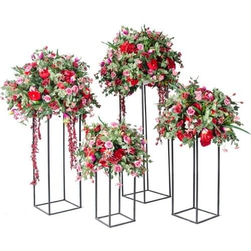 10PCS Wedding/Table Centerpieces Flower/Floor Vases Metal Road Lead Black Flower Stand/Pot/Rack for Wedding/Party Decoration G06