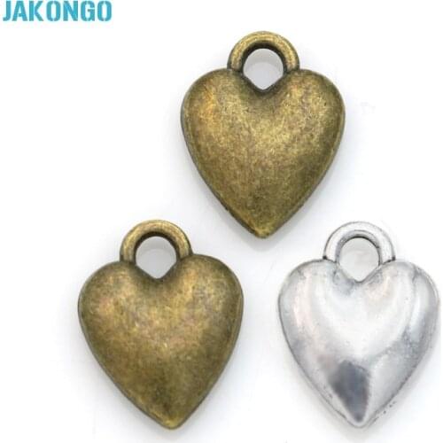 10pcs Antique Bronze Plated Vintage Hearts Charms Pendants for Jewelry Making DIY Handmade Craft 14x10mm