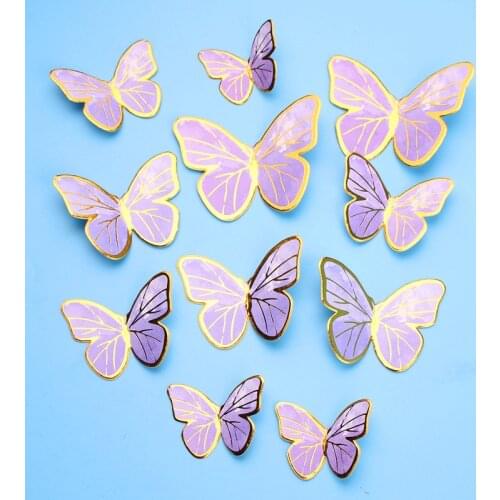 11pcs/set Cake Topper Flags Butterfly DIY Cupcake Toppers Happy Birthday Wedding Anniversary Decoration Bride Party Baking Decor