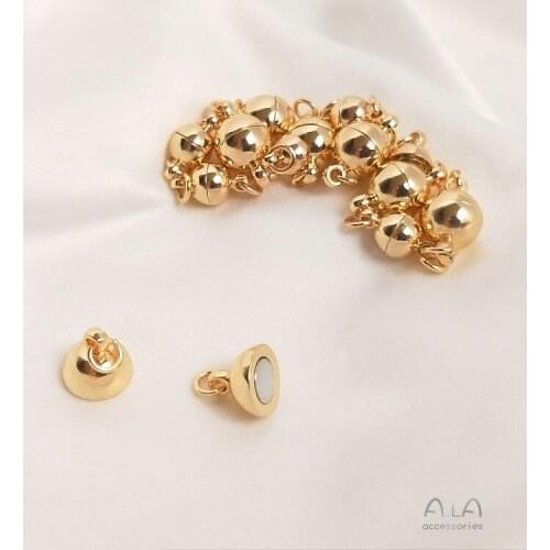 14K package gold color-preserving ball magnet buckle round bead magnetic buckle bracelet necklace iron absorption buckle handmad