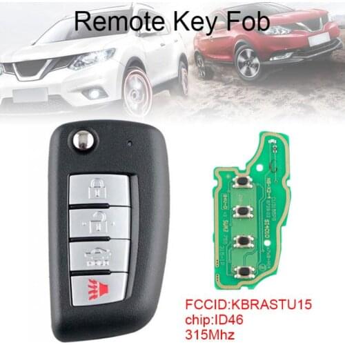 315Mhz 4 Buttons Upgraded Remote Car Key with ID46 Chip KBRASTU15 Fit for Nissan Versa / Xterra