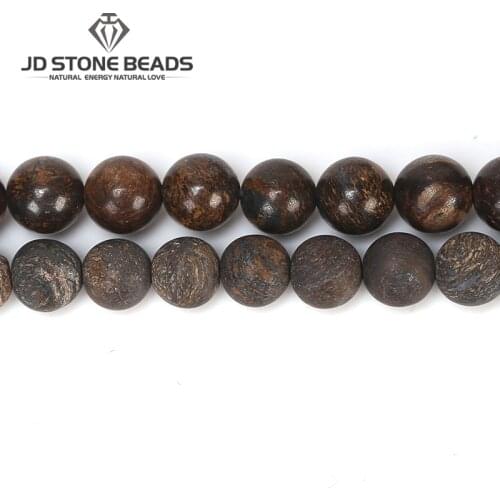4 6 8 10 12mm Natural Bromze Stone Beads For Jewelry Making DIY Bracelet Necklace Ornaments