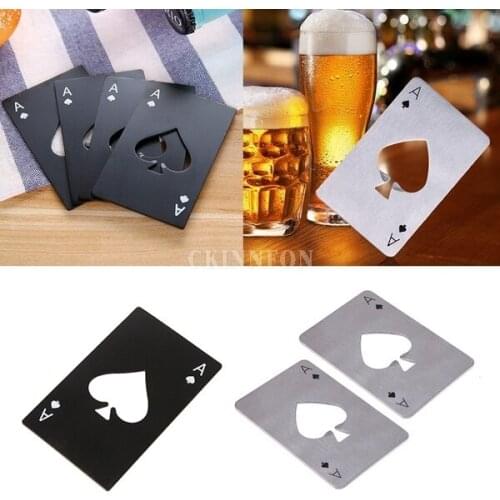 500Pcs/Lot Stainless Steel Poker Playing Card of Spades Bar Tool Soda Beer Bottle Cap Opener Gift