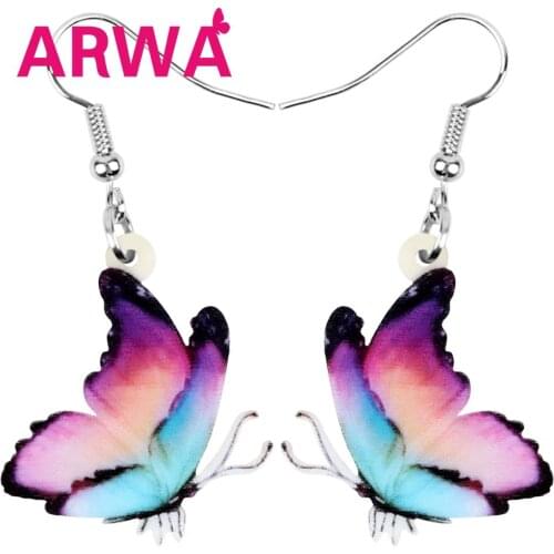 ARWA Acrylic Morphidae Butterfly Earrings Long Print Insect Animal Dangle Drop Jewelry For Women Girls Kids Spring Charm Gift