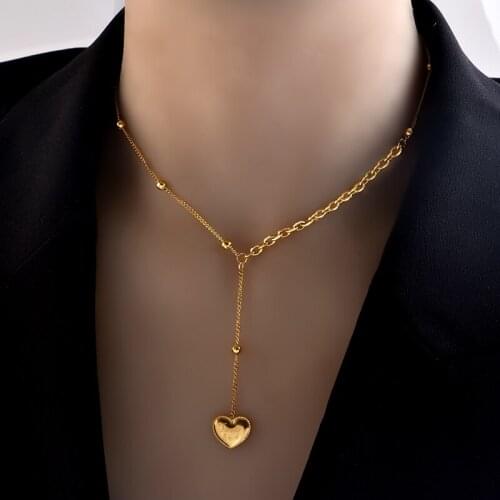 Stainless steel fadeless love tassel pendant necklace female fashion temperament delicate niche design sense of collarbone chain