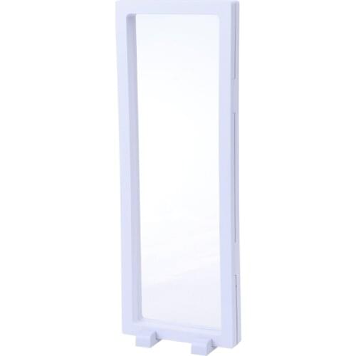 3D Floating Frame Shadow Box Display Case Coin Box Jewelry Display Show Case with Rectangle Base 11x30cm (White)
