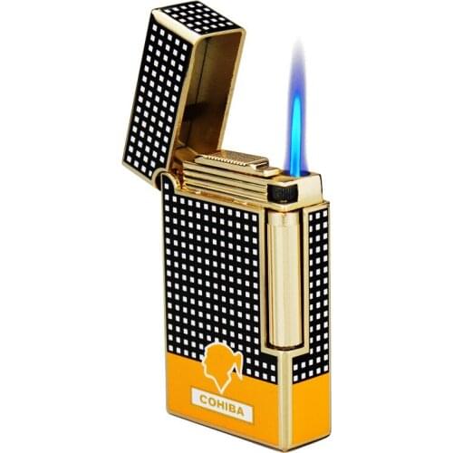 Cohiba Windproof Jet Flame Inflatable Gas Flint Lighter Luxury Cigar Lighter Griding Wheel Cigarette Lighter Smoking Accessories