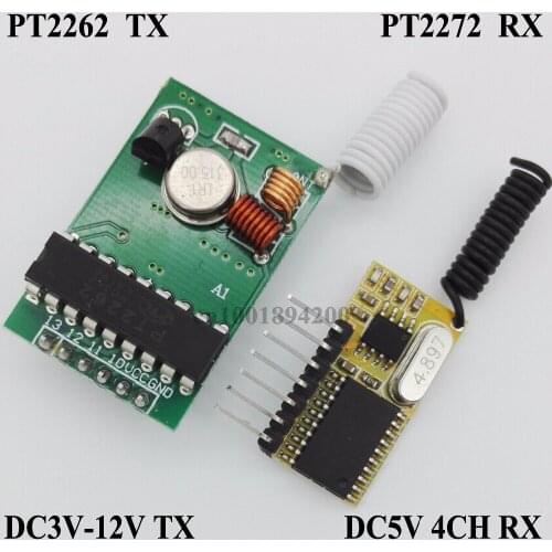DC9V 4CH Transmitter PCB DC5V 4CH Decoding Receiver Module High Level TTL 315MHZ Superheterodyne 3ma Low Standby Current