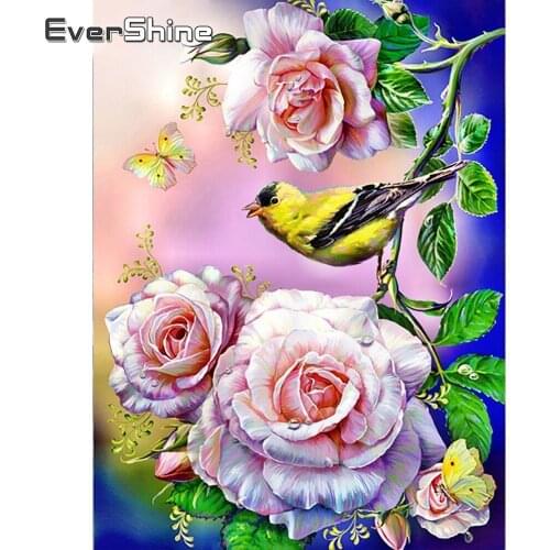 Evershine Diamond Painting Cross Stitch Crystal Mosaic Embroidery Birds And Flowers Rhinestone Picture Home Decoration