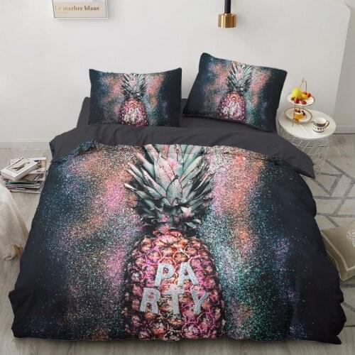3D Pineapple Bedding Set Duvet Cover Set Bed Linens For Adult Children kids Bedclothes Single Doubl Twin Full Queen King Black