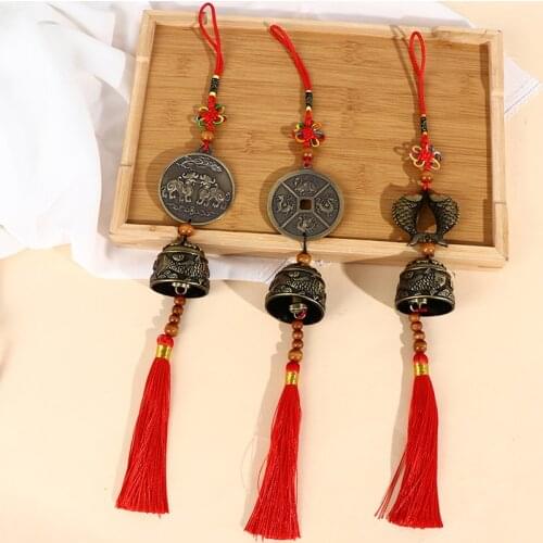 Brass Fish Wind Chime Hanging Bell Charm Chinese Knot Lucky Feng Shui Ornament