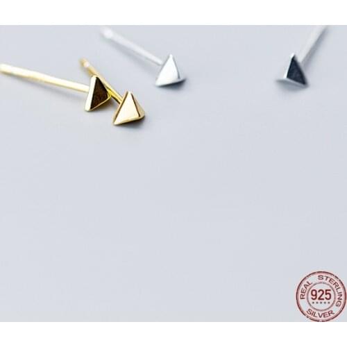 LKO Geometric Mini Triangle Shape Stud Earrings 925 Sterling Silver Earrings For Women Party Fine Jewelry Gifts Accessories