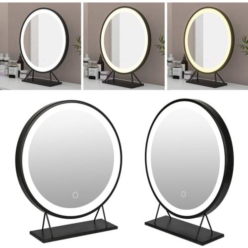 Minimalist Makeup Mirror Bedroom Ins Led Dressing Table Mirror With Touch Dimmer Switch Bath Round Dressing Mirror With Light