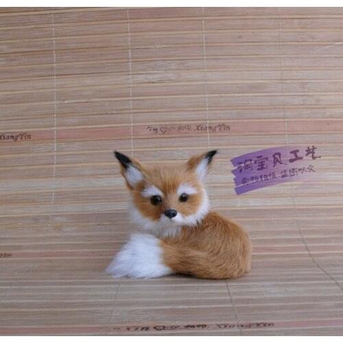Simulation fox fur model 9x7x7cm brown fox toy ornament home decoration gift h1455