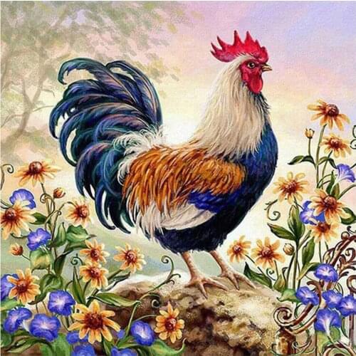 Morning Cock Diamond Painting Animal Round Full Drill Floral Nouveaute DIY Mosaic Embroidery 5D Cross Stitch Home Decor Gifts
