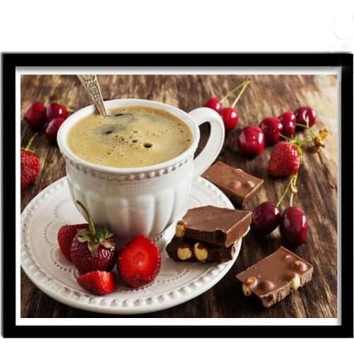 Diy cross stitch mosaic diamond chocolate coffee pattern full 5d square round drill rhinestone embroidery café kitchen