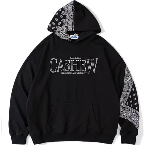 Men Bandana Paisley Pattern Print Couple Hoodie Sweatshirt Tops худи оверсайз Unisex Autumn Oversize Cotton Pullover Hoodies