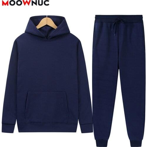 Mens Casual Sets Hoodies + Pant 2021 New Sportswear Jogger Male Fashion Tracksuits Spring Autumn Sweatshirt Hombre Slim MOOWNUC