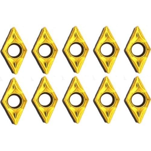 10 Pieces DCMT070204(DCMT21.51) Carbide Turning Inserts DCMT Insert Multilayer Coated CNC Lathe Inserts for Lathe Turning Tool