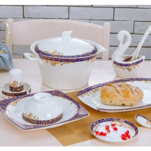 Cutlery Jingdezhen dinnerware set 60 Pieces dinner set Bone Porcelain Tableware Set Korean Household Ceramic Plate Set