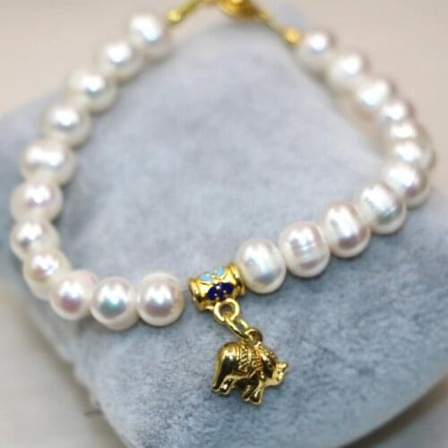 Natural white 8-9mm pearl beads for women charms strand bracelet & bangle fashion diy cloisonne elegant jewelry 7.5inch B2982
