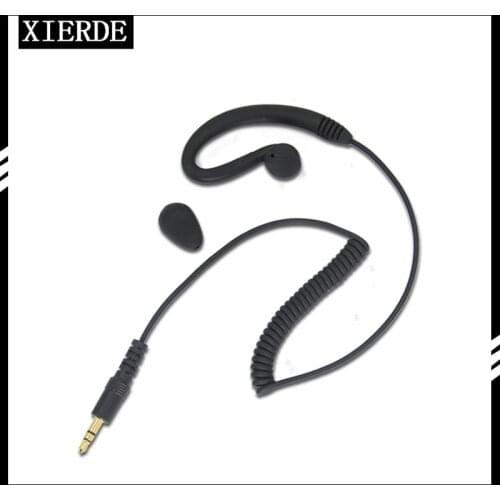 XIERDE 3.5mm single earphone ear hook, connect walkie talkie microphone single listening earphone with spiral intercom earphone