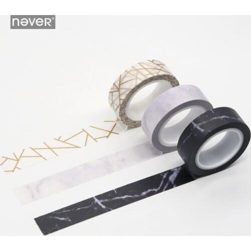 Never Marble Series Masking Tape Set 3 Rolls Washi Paper Tapes Planner Notebook Decorative Sticker Office And School Supplies