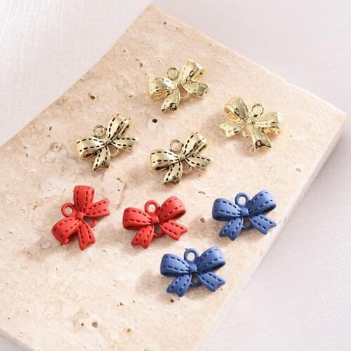 New style 60pcs/lot color print cartoon bowknot shape bow alloy floating locket charms diy jewelry earring/bracelet accessory