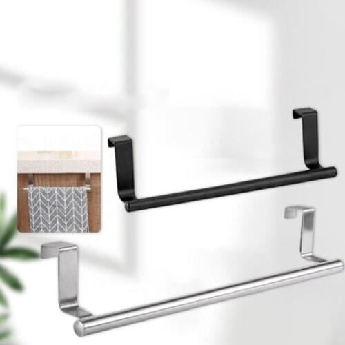 Solid Stainless Steel Black Towel Bar Paper Towel Rack Bathroom Matte Black Wall Mounted Towel Holder