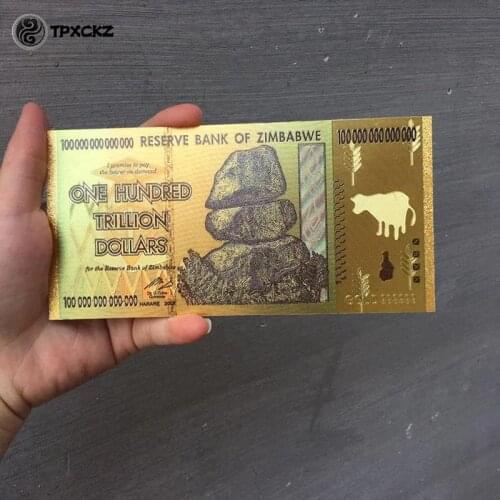 ZIMBABWE Black Gold Foil 100 Trillion Commemorative Dollars Banknotes