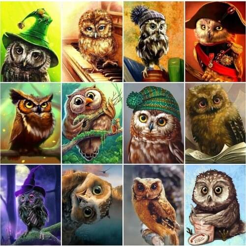 PDMDOG 5D Diamond Painting Full Drill Square Owl Diamond Embroidery Animal Mosaic Rhinestones Art New Arrival Decor For Home