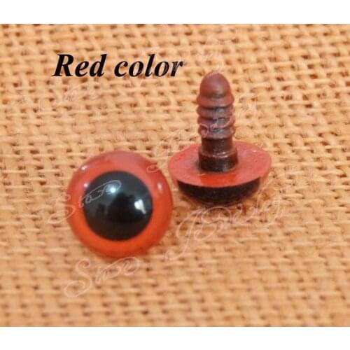 Red color round shape plastic toy eyes + washer for doll materials---10mm/12mm/13mm/14mm/9mm