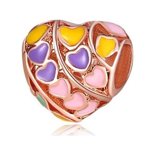 Plata de ley old hollow love heart Wishing Angel Bees bloom flowers love clip Bead Charm Original Bracelet Jewelry ENM665