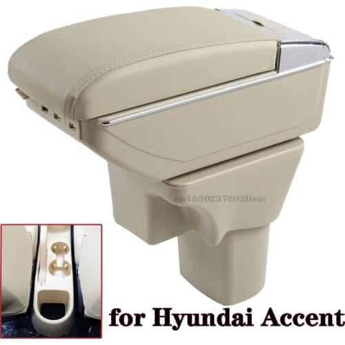 For Hyundai Accent Armrest Box 2006 2007 2008 2009 2011 Central Store Storage Box Cup Holder Ashtray Large Space