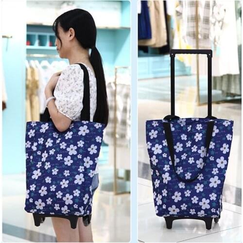 Portable Shopping Pull Cart Trolley Female Bag Waterproof Handbag Shopping Bags Sundries Organizer Vegetable Storage Womens Bag