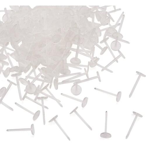 3mm 5mm Clear Flat Round Plastic Stud Earring Posts and Back Safety Earnuts Findings Components ,about 1000pcs/bag F70