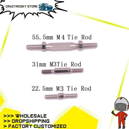 RCAWD 2PCS #45 Steel 22.5mm 31mm Long M3 Tie Rod 55.5mm Long M4 For RC Hobby Model Car Crawler Hopup Spare Parts