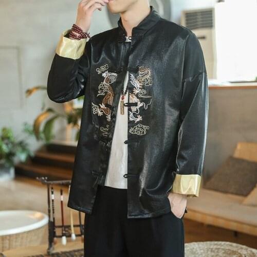 Chinese Dragon Shirt Embroidery Tang Suit Traditional Chinese Clothing For Men Kung Fu Clothes Jacket Cheongsam Hanfu Men 30477